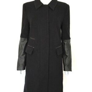 Diane Von Furstenberg Sterling Wool-Cashmere CoatWith Leather Details Size 8